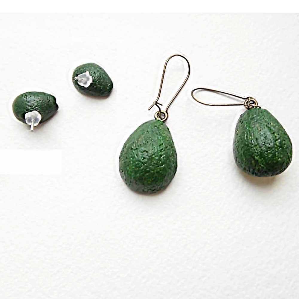 Tropical Tale: Avocado Earrings Polymer Clay.