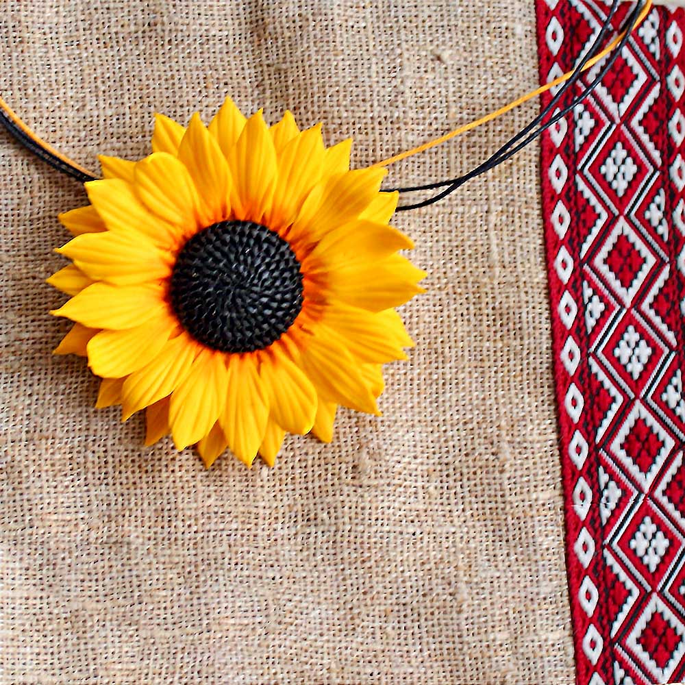 Floral Splendor: Sunflower Brooch & Pendant Polymer Clay.