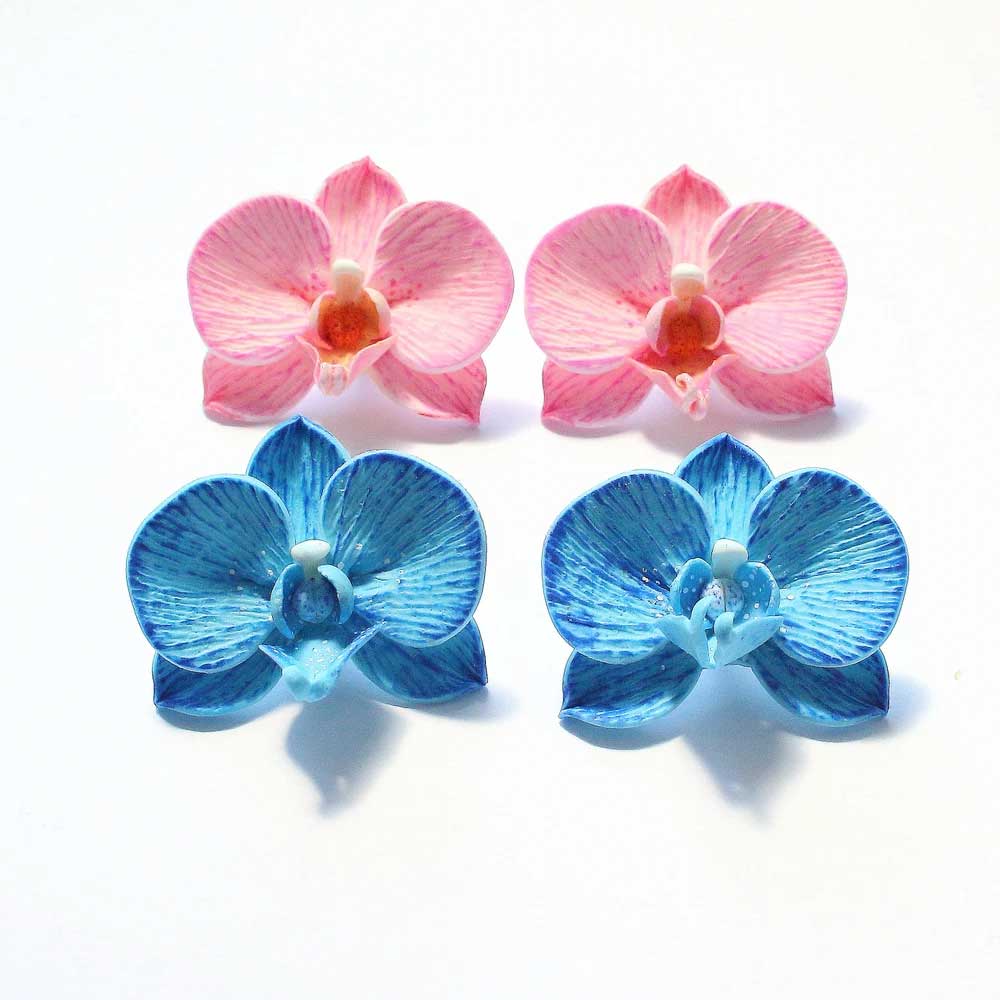 Flowering Grace: Orchid Earrings Polymer Clay.