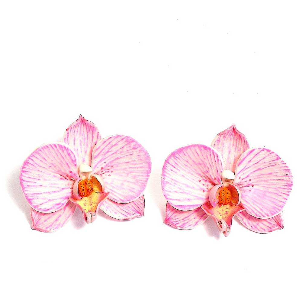 Flowering Grace: Orchid Earrings Polymer Clay.