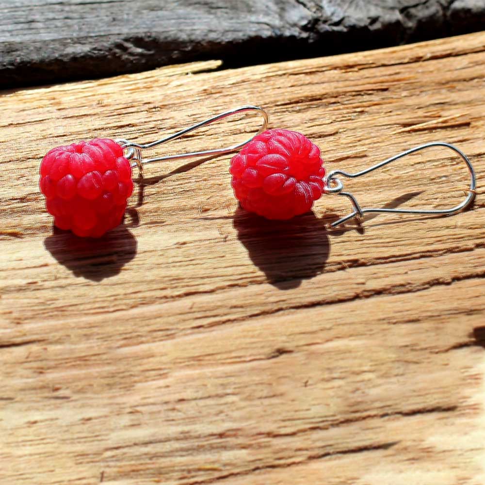 Berry Cuties: Raspberry Earrings Polymer Clay.