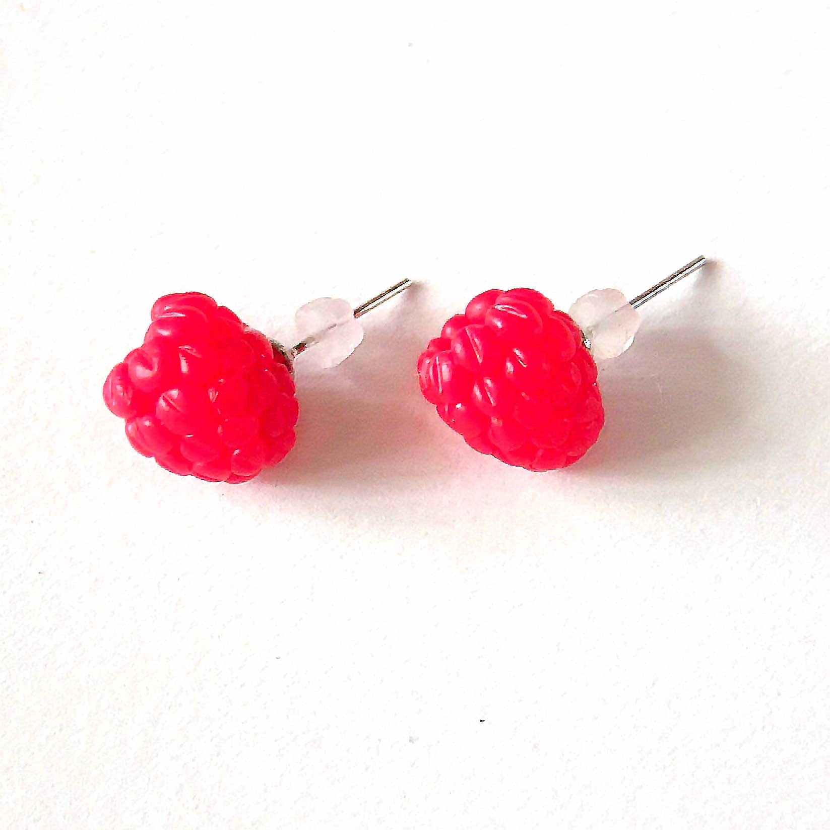 Sweet Temptation: Raspberry Earrings Polymer Clay.