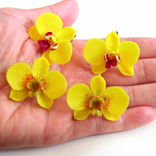 A floral extravaganza: Orchid Earrings Polymer Clay.