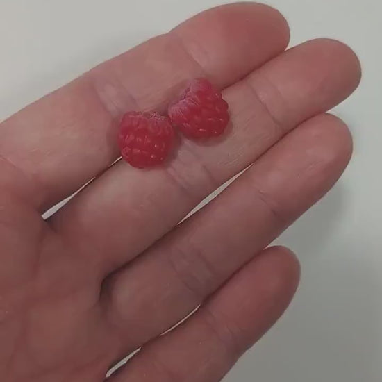 Sweet Temptation: Raspberry Earrings Polymer Clay.