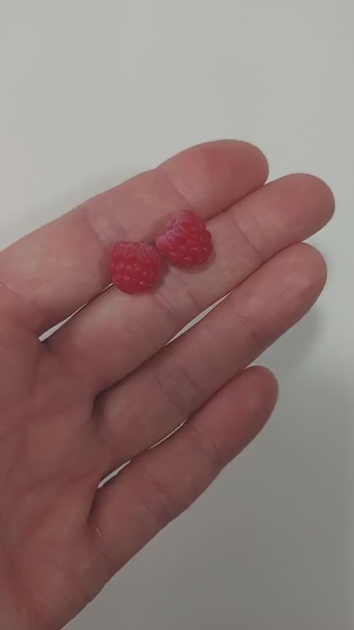 Sweet Temptation: Raspberry Earrings Polymer Clay.