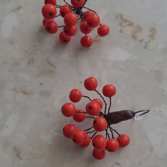 Autumn Fire: Rowan Earrings Polymer Clay.