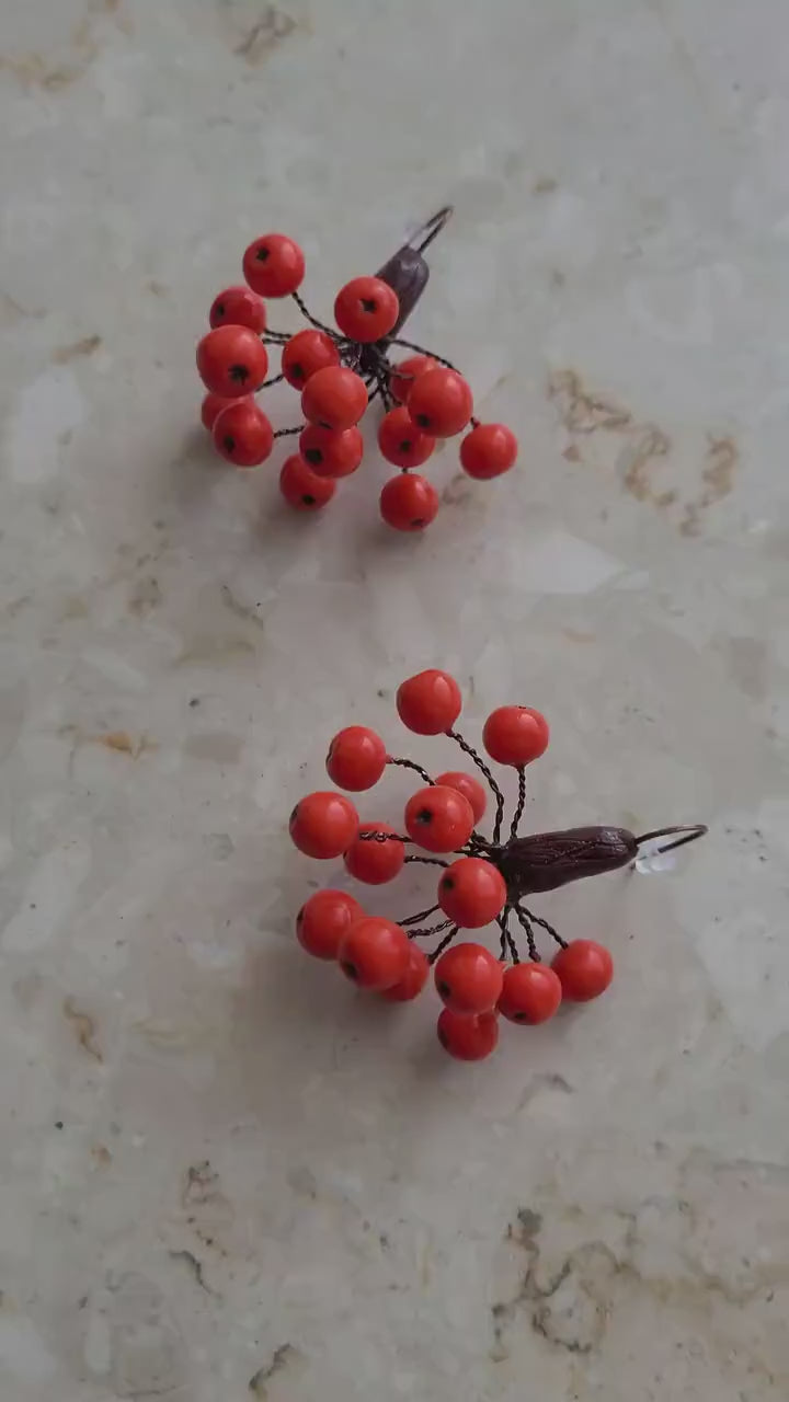 Autumn Fire: Rowan Earrings Polymer Clay.