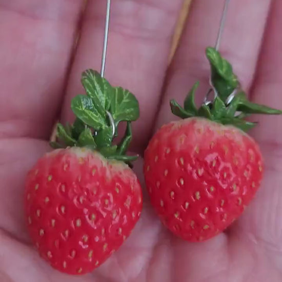 Dreamy Berries: Strawberry Earrings Polymer Clay.