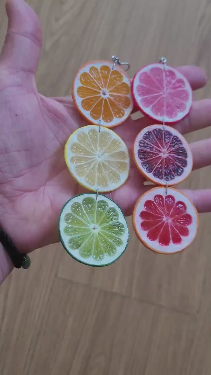 Fruit Blast: Citrus Slice Earrings Polymer Clay.