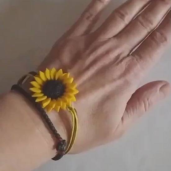 Gentle Touch: Sunflower Bracelet Polymer Clay.