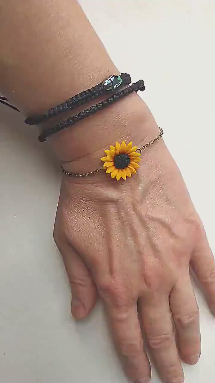 Happiness in every petal: Sunflower Bracelet Polymer Clay.