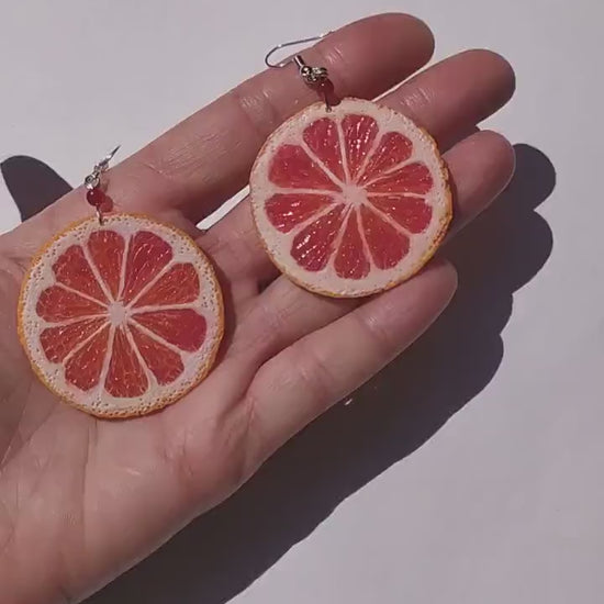 Playful & Juicy: Grapefruit Earrings Polymer Clay.