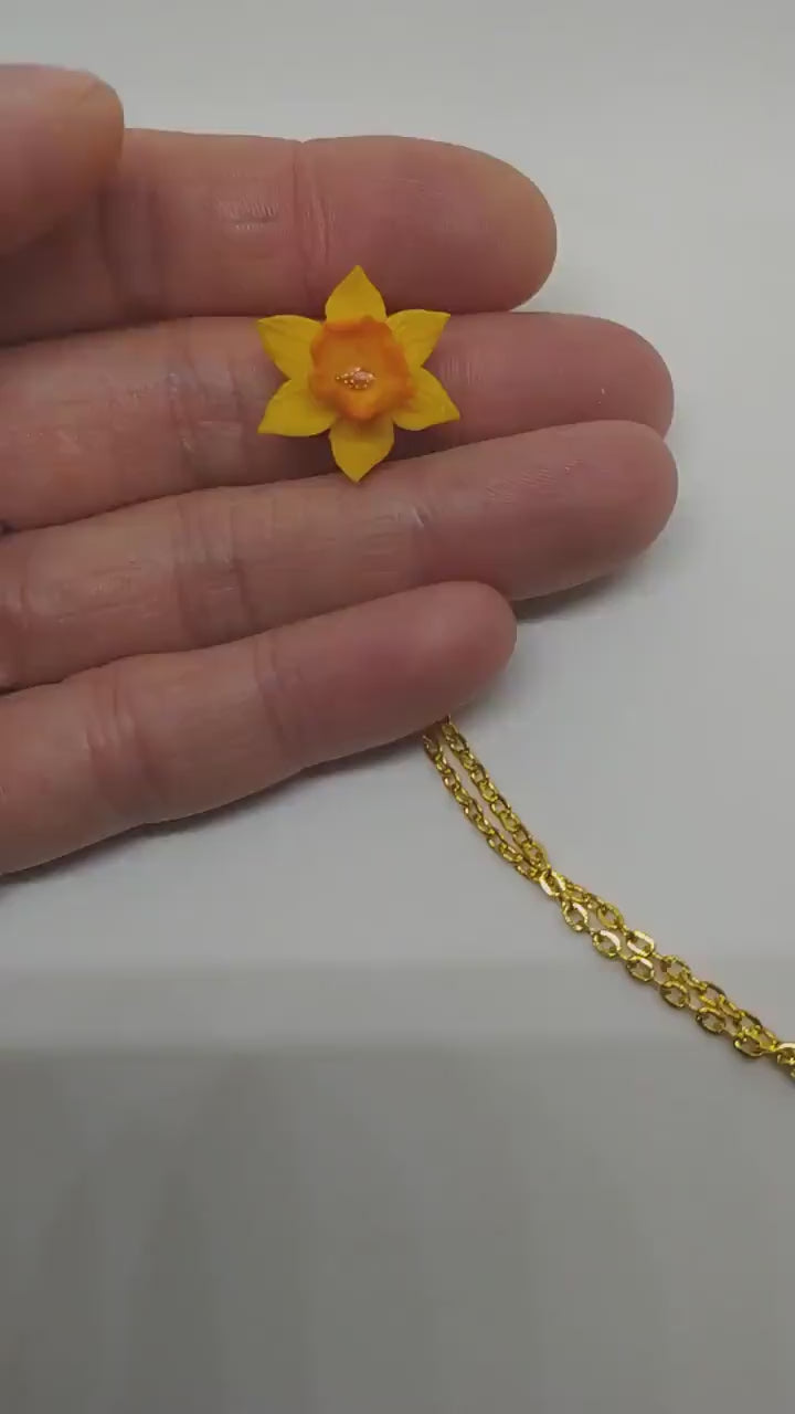 Spark of Magic: Daffodil Necklace Polymer Clay.