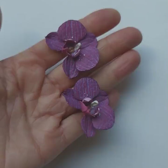 Floral Fantasy: Orchid Earrings Polymer Clay.