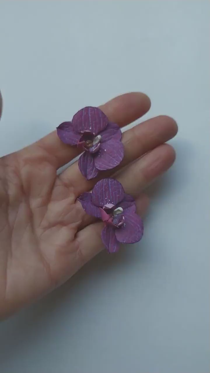 Floral Fantasy: Orchid Earrings Polymer Clay.