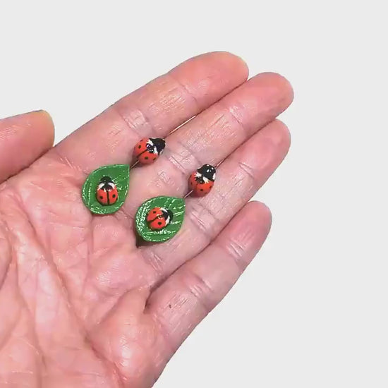 Bright Accent: Ladybug Earrings Polymer Clay.