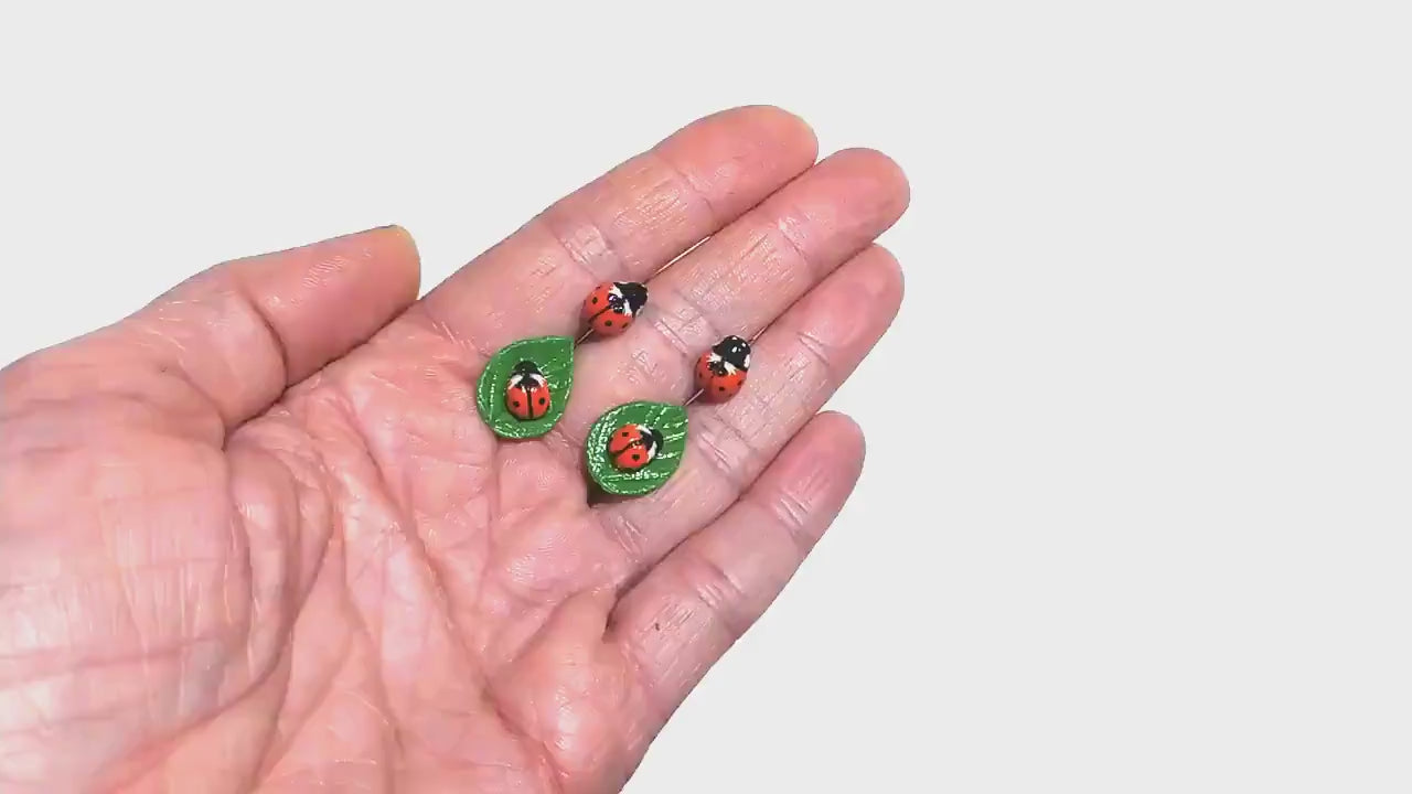 Bright Accent: Ladybug Earrings Polymer Clay.