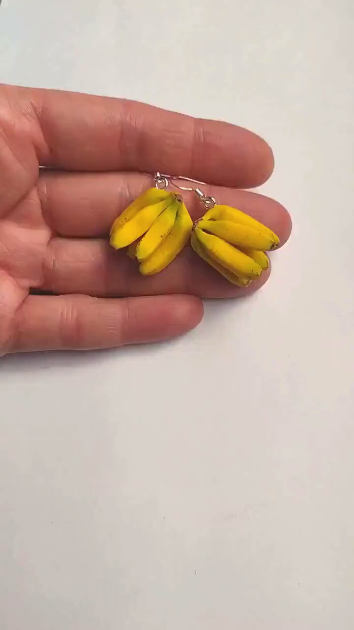 Tasty Mania: Banana Earrings Polymer Clay.