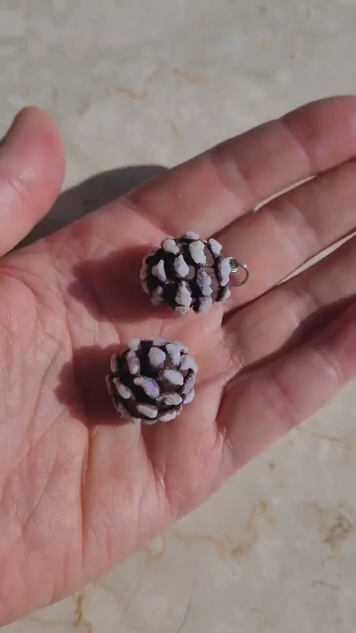 Winter Masterpiece: Pine Cones Beads Polymer Clay.