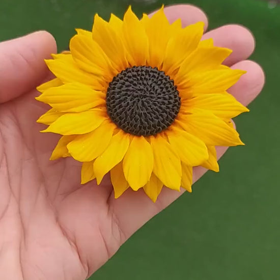 Floral Splendor: Sunflower Brooch & Pendant Polymer Clay.