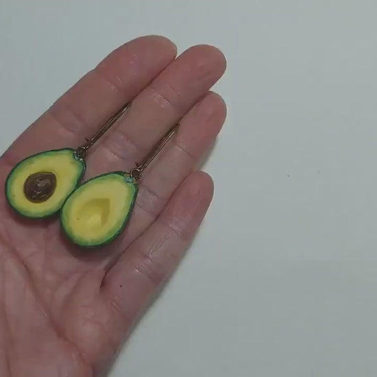 Tropical Tale: Avocado Earrings Polymer Clay.