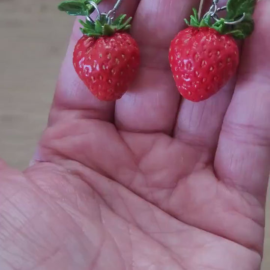 Summer Yummies: Strawberry Earrings Polymer Clay.