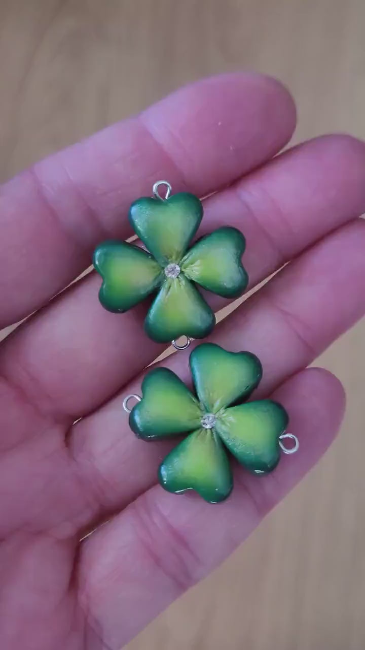 Lucky Four: Leaf Clover Beads Polymer Clay.