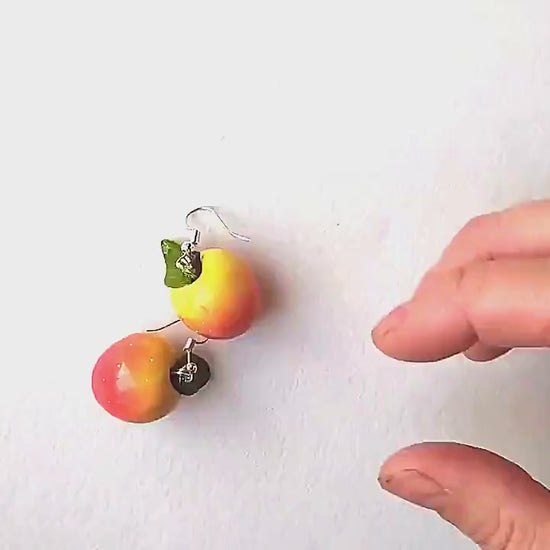 Juicy Things: Apple Earrings Polymer Clay.