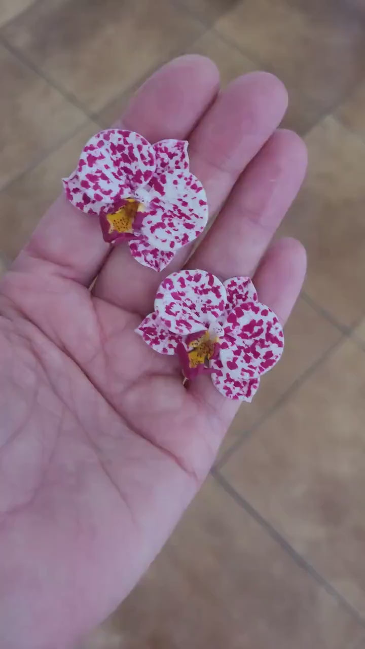 Passion Flower: Orchid Earrings Polymer Clay.