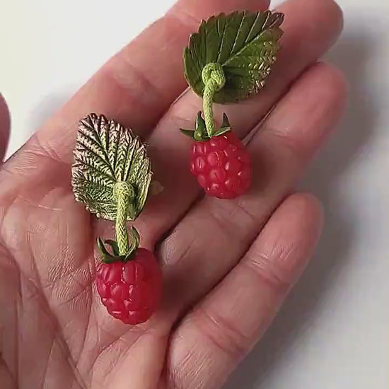 Berry Bliss: Raspberry Earrings Polymer Clay.