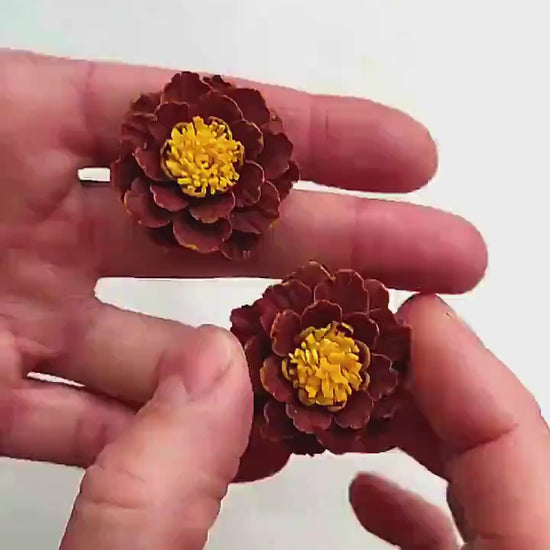 Marigold Bright Floral Polymer Clay Earrings