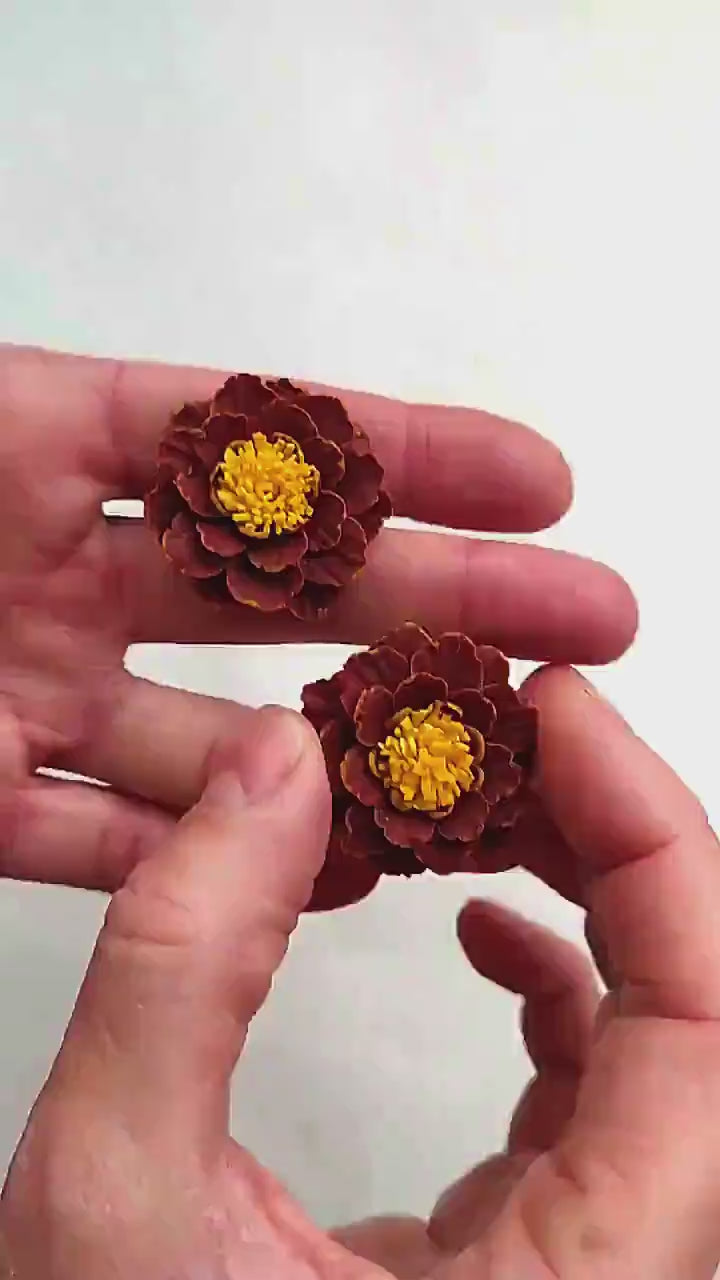 Marigold Bright Floral Polymer Clay Earrings