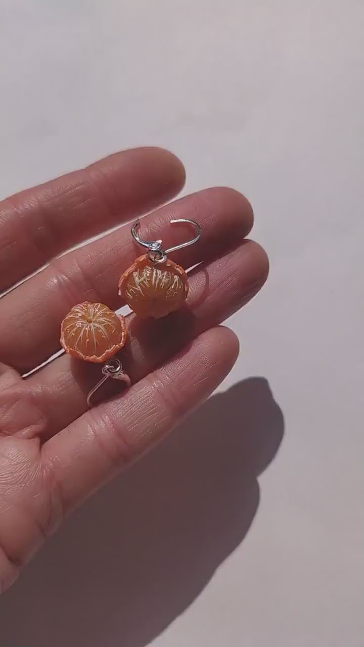 Citrus Cuties: Mandarin Earrings Polymer Clay.