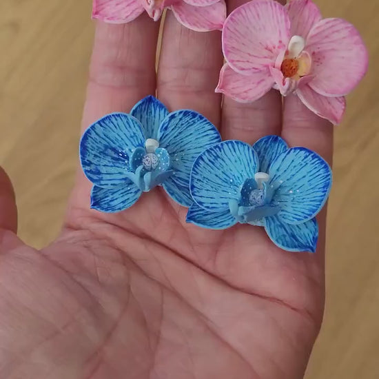 Flowering Grace: Orchid Earrings Polymer Clay.