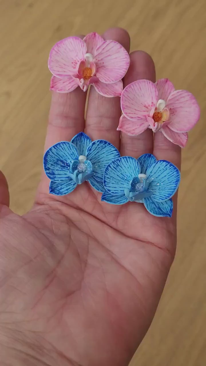 Flowering Grace: Orchid Earrings Polymer Clay.