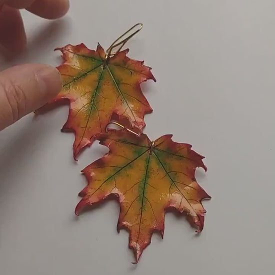 Autumn Mascot: Maple Leaf Earrings Polymer Clay.