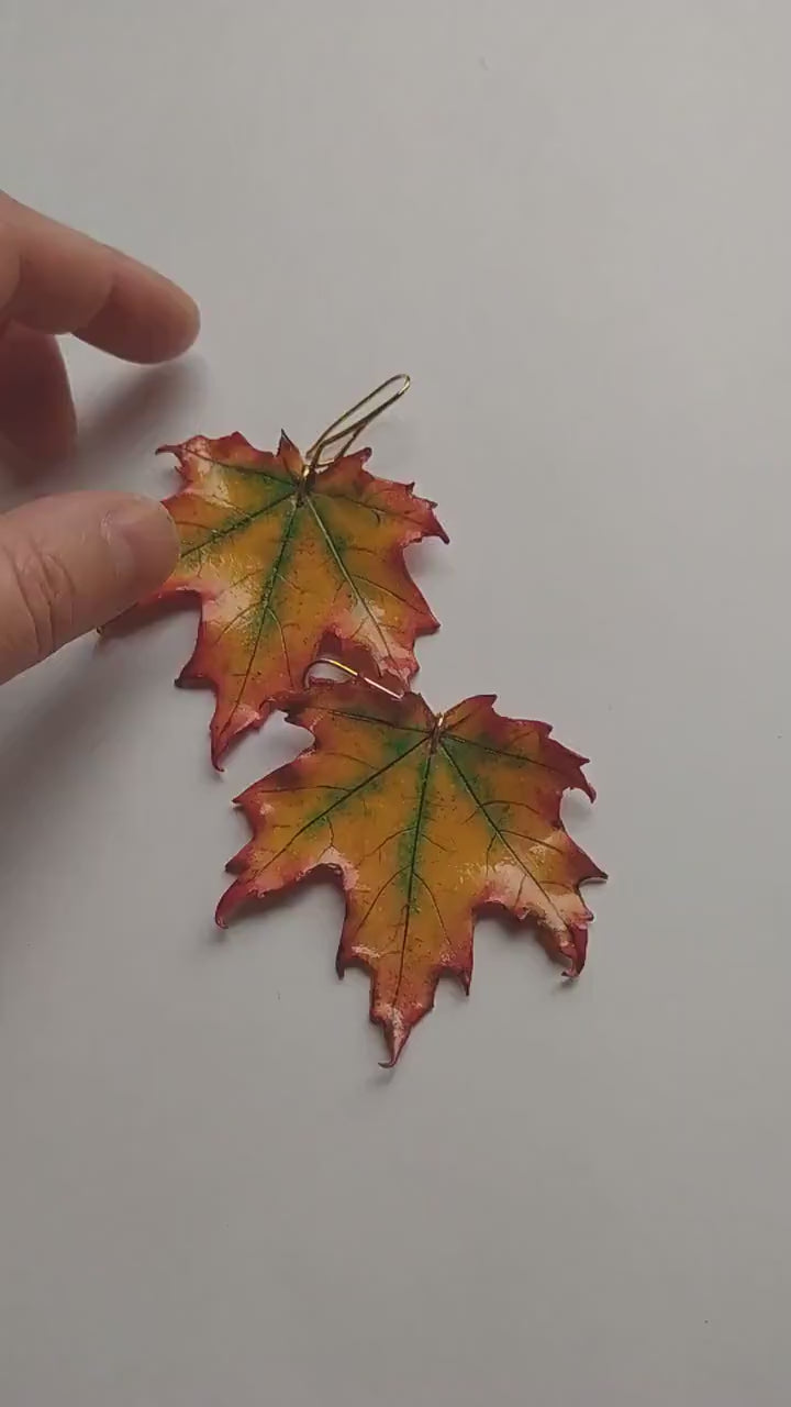 Autumn Mascot: Maple Leaf Earrings Polymer Clay.