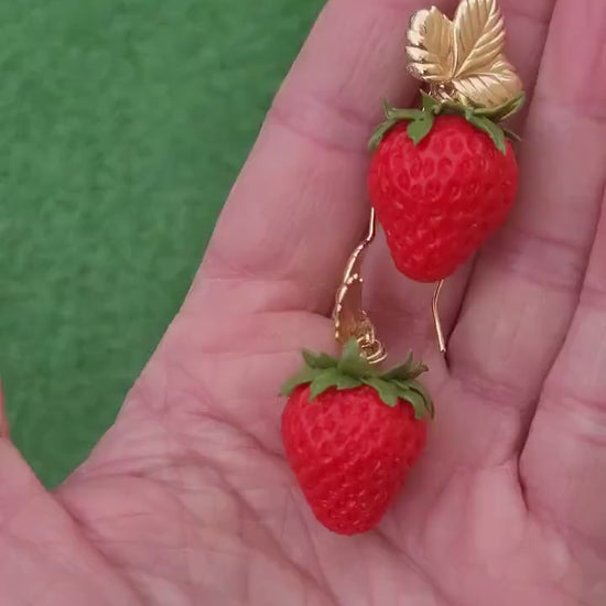 Berry Sweet: Strawberry Earrings Polymer Clay.