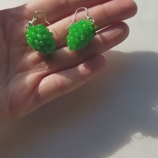 Emerald Charm: Grapes Earrings Polymer Сlay.