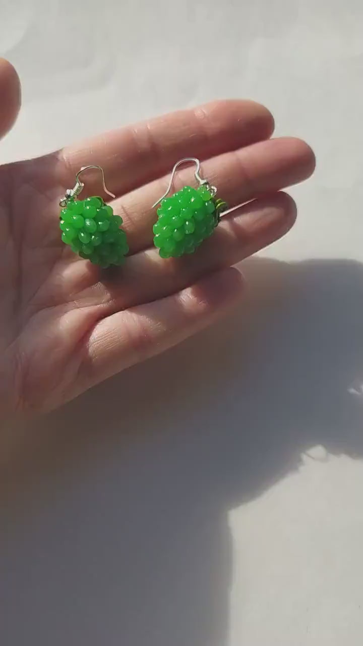 Emerald Charm: Grapes Earrings Polymer Сlay.