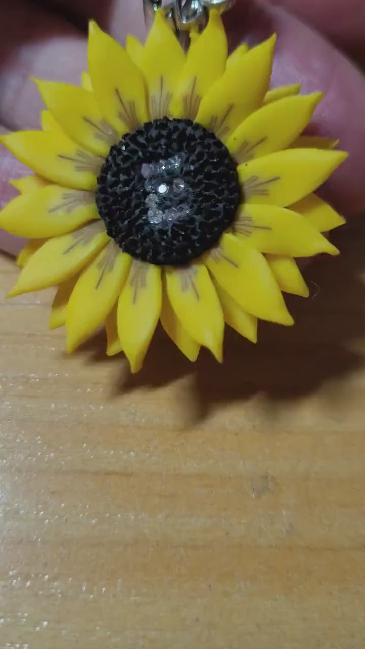 Your Symbol: Initial Sunflower Necklace Polymer Clay.