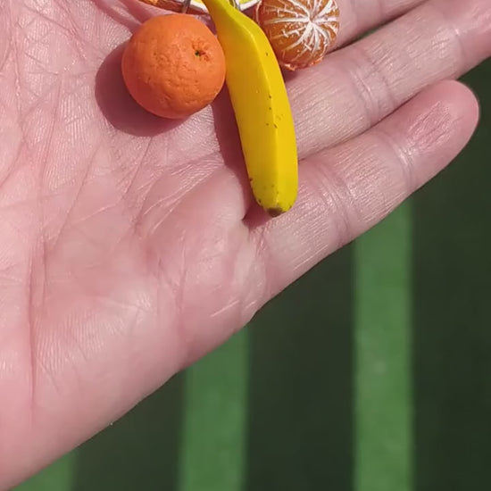 Fruit Flirt: Mandarin & Banana Pendant Polymer Clay.