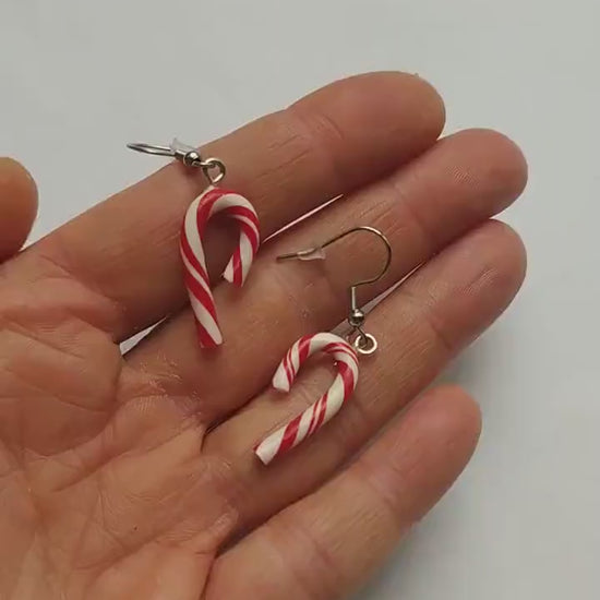 Sweet Caprice: Candy Cane Earrings Polymer Clay.