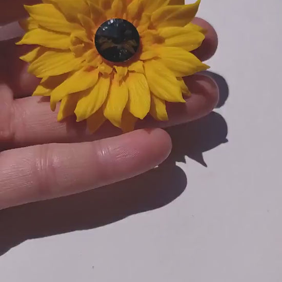 Dark Star: Sunflower Beads Polymer Clay.