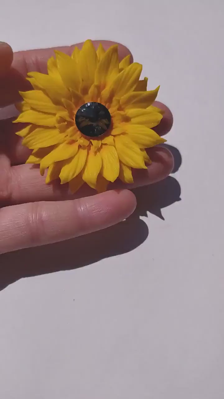 Dark Star: Sunflower Beads Polymer Clay.