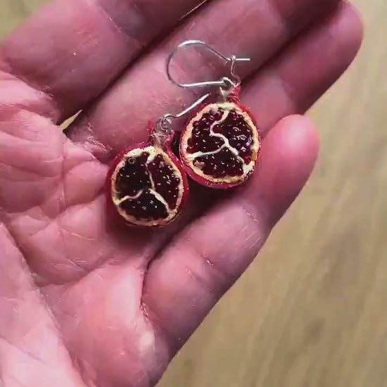 Pomegranate Glow: Pomegranate Polymer Clay Earrings