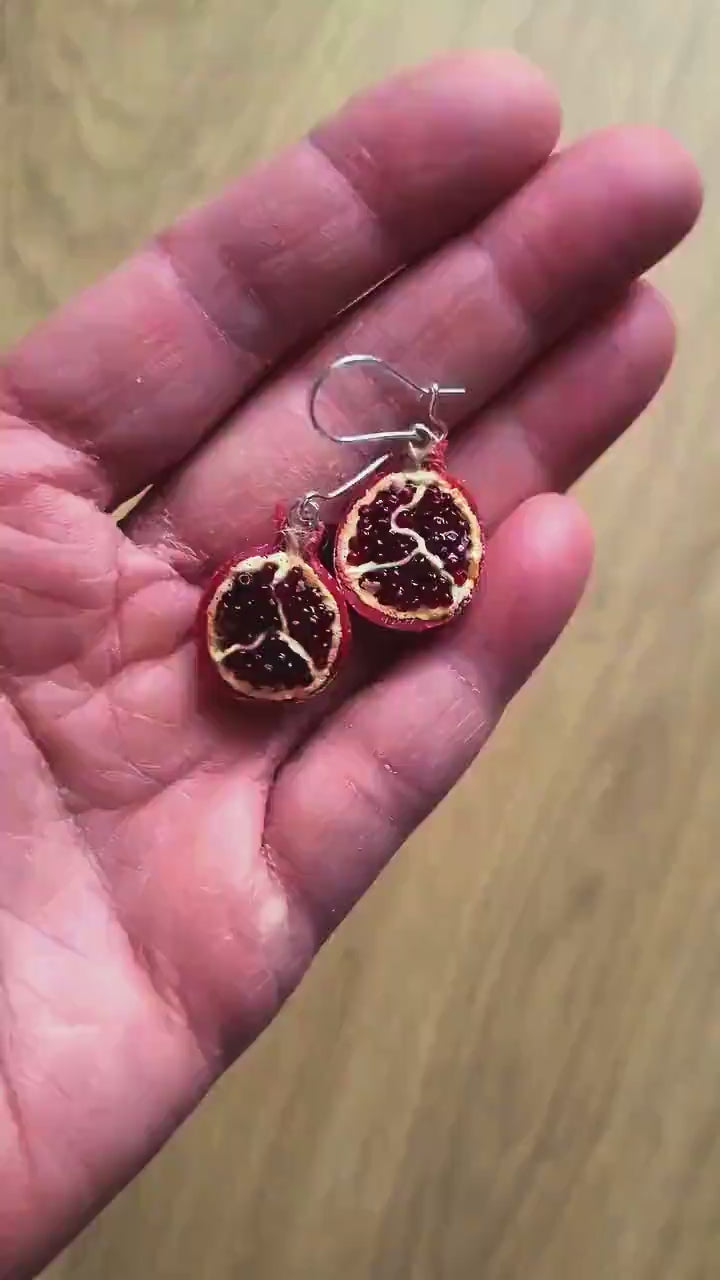 Pomegranate Glow: Pomegranate Polymer Clay Earrings