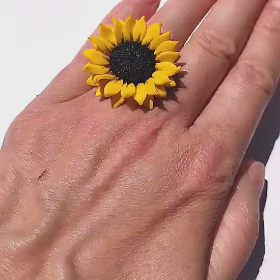 Blooming Love: Sunflower Ring Polymer Clay