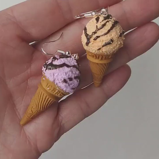 Sweet Charm: Ice Cream Earrings Polymer Clay.