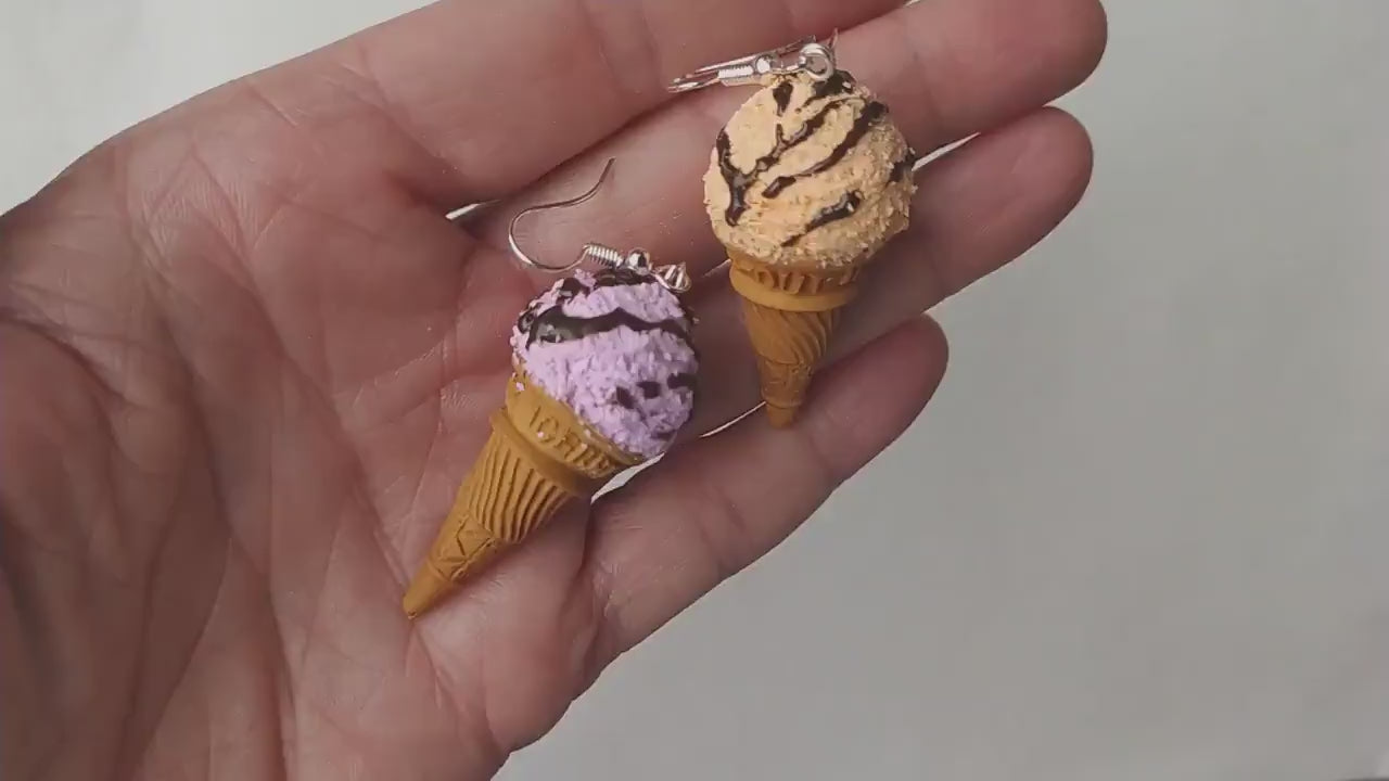 Sweet Charm: Ice Cream Earrings Polymer Clay.